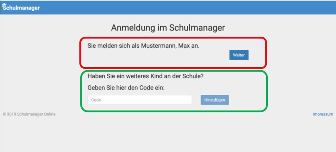 Anmeldung beim Schulmanager